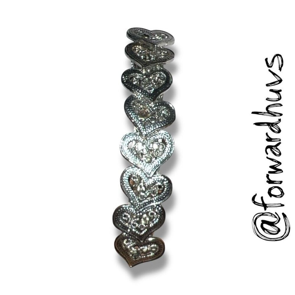 Bundle Sale 3 for $15 | Vintage 4” Silver Tone Metal Heart Barrette